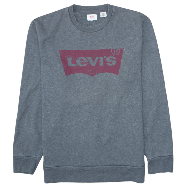 Levi's Men's Grey Logo Crew Neck Pullover Sweatshirt Size L