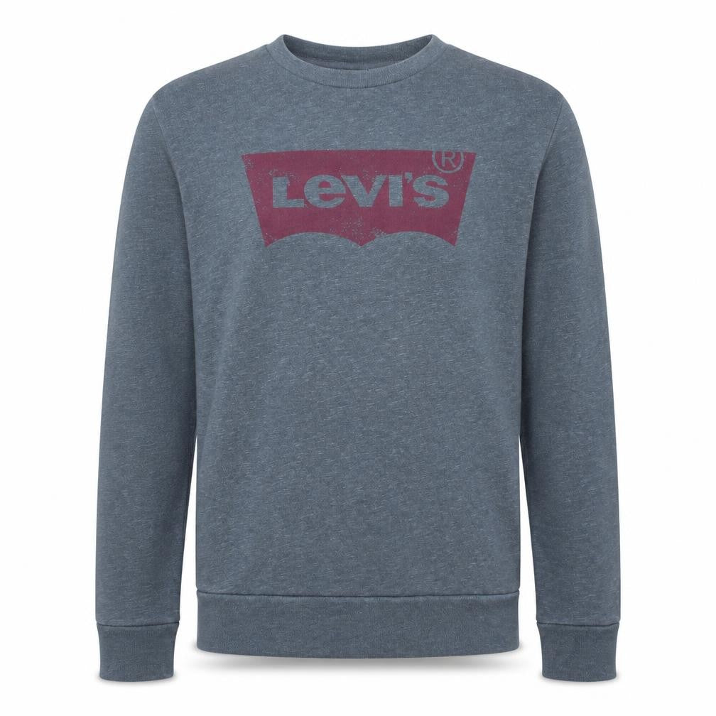 Front view of Levi's Men's Grey Logo Crew Neck Pullover Sweatshirt, size L