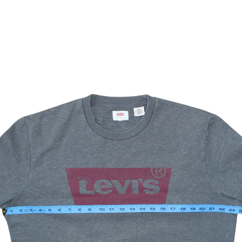Levi's Men's Grey Logo Crew Neck Pullover Sweatshirt Size L