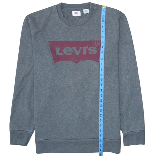 Levi's Men's Grey Logo Crew Neck Pullover Sweatshirt Size L