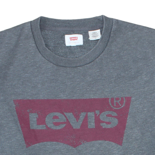 Levi's Men's Grey Logo Crew Neck Pullover Sweatshirt Size L