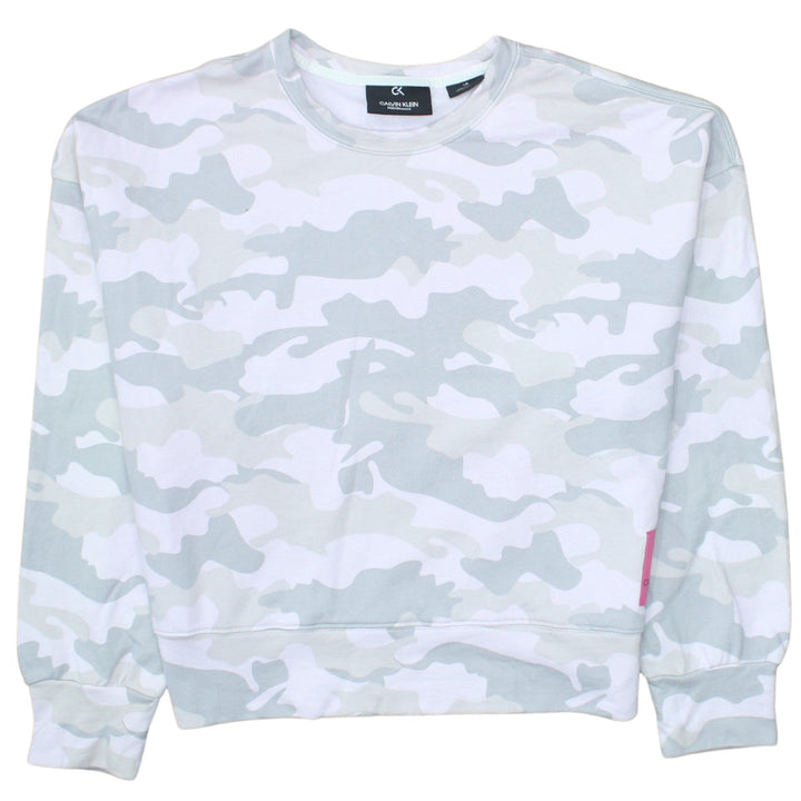Calvin Klein Performance Women's Grey Camo Pullover Sweatshirt L