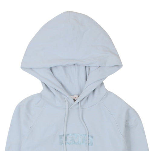 Levi's Womens Light Blue XS Pullover Hoodie with Logo Print