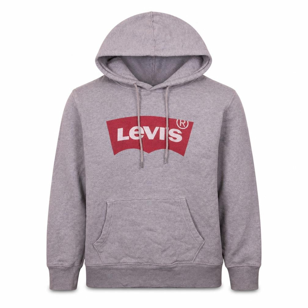 Front view of Levi's Men's Grey XS Pullover Hoodie with Logo Front