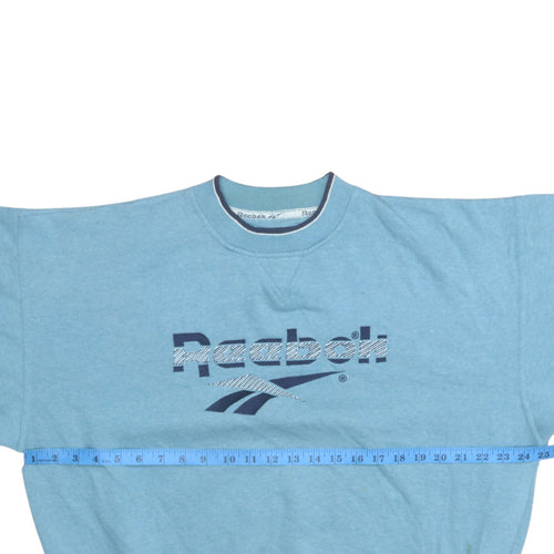 Reebok Womens Blue Logo Pullover Sweatshirt M Regular Cotton Blend