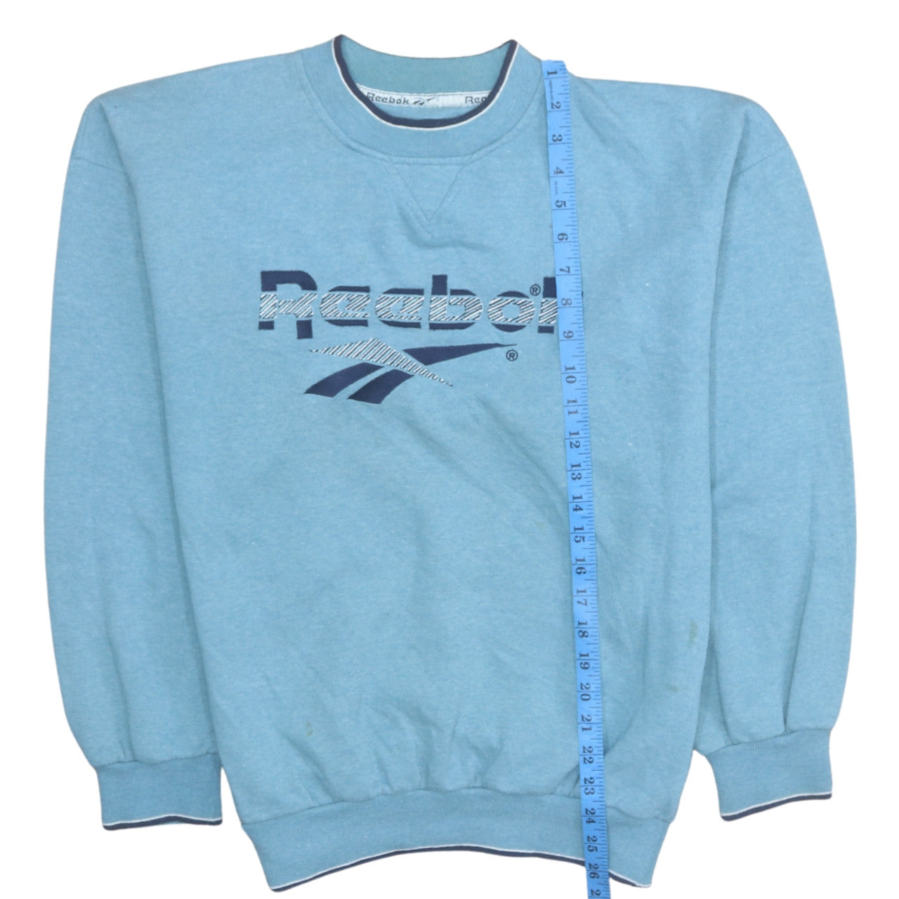 Reebok Womens Blue Logo Pullover Sweatshirt M Regular Cotton Blend