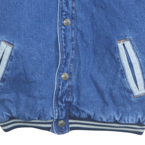 Route 66 Women's Blue Denim Varsity Jacket Size 16 Hooded Casual