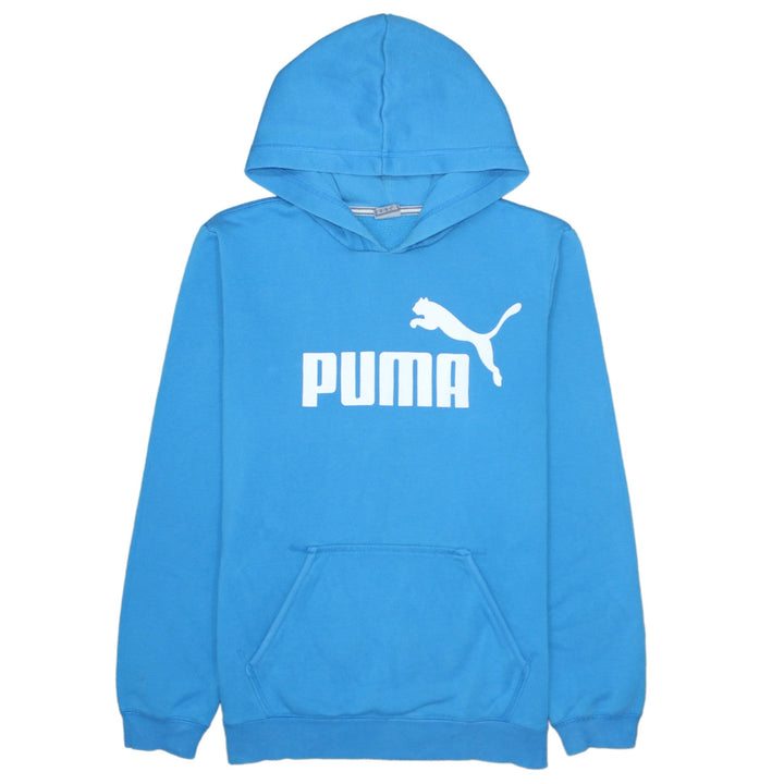 Puma Boys Blue Pullover Hoodie 12-13 Years Regular Fit Fleece Sweatshirt