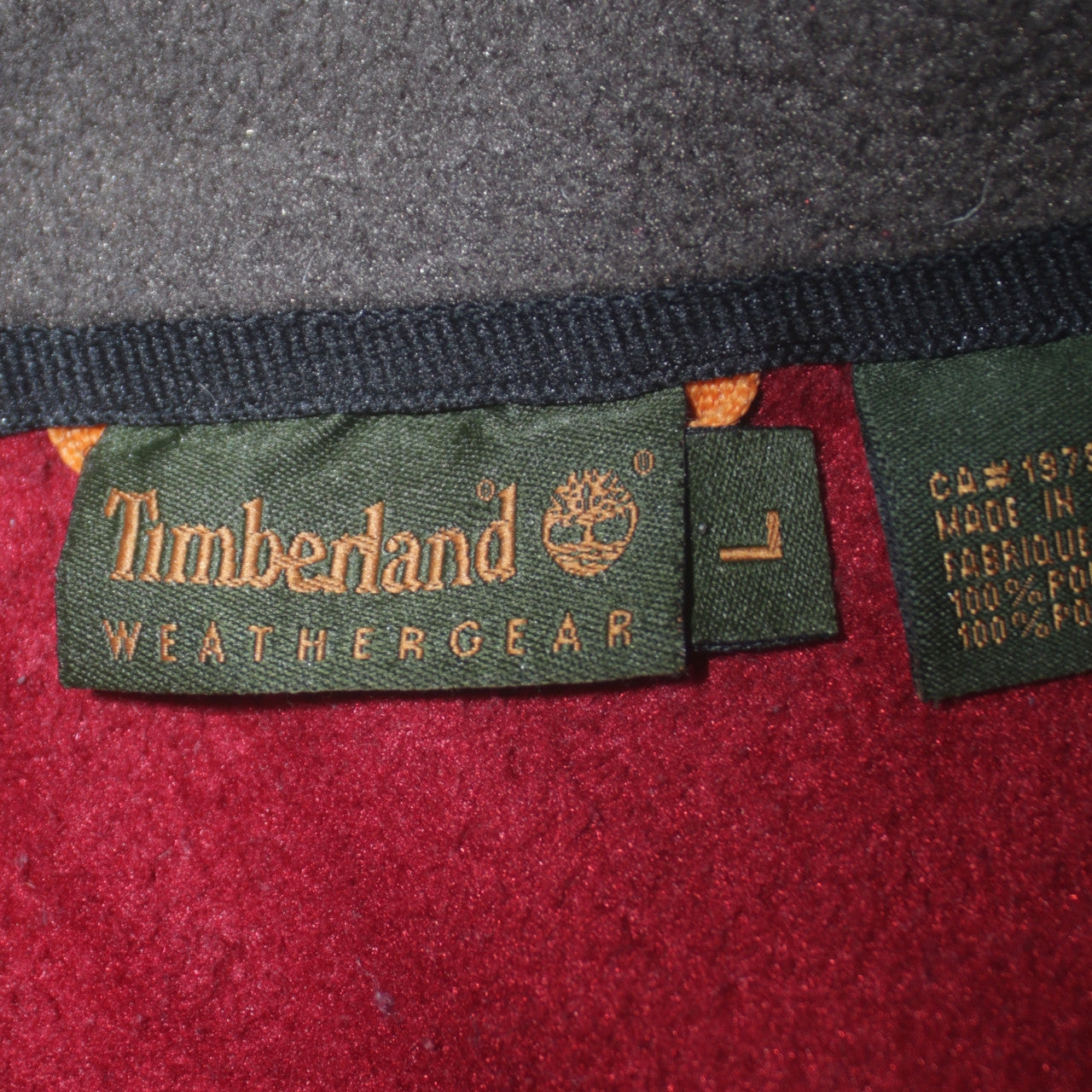Timberland Weathergear Men Red Fleece Full Zip Jacket Size L