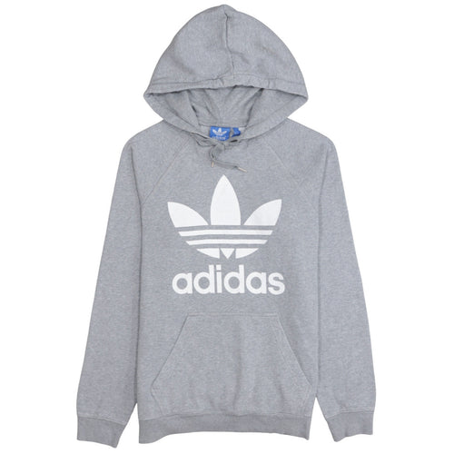 Adidas Men's Grey Pullover Hoodie Small Logo Fleece Sweatshirt
