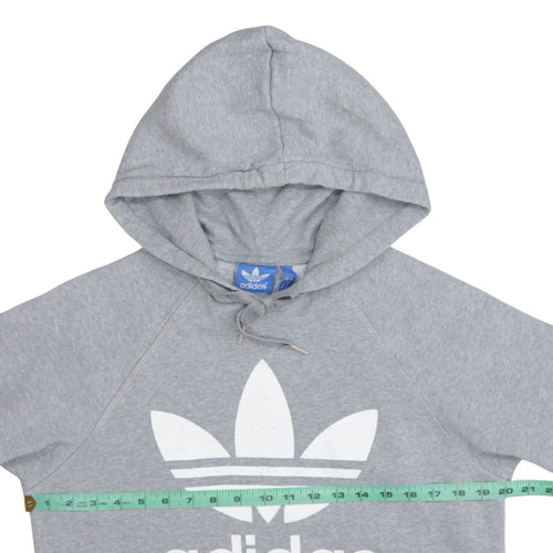 Adidas Men's Grey Pullover Hoodie Small Logo Fleece Sweatshirt