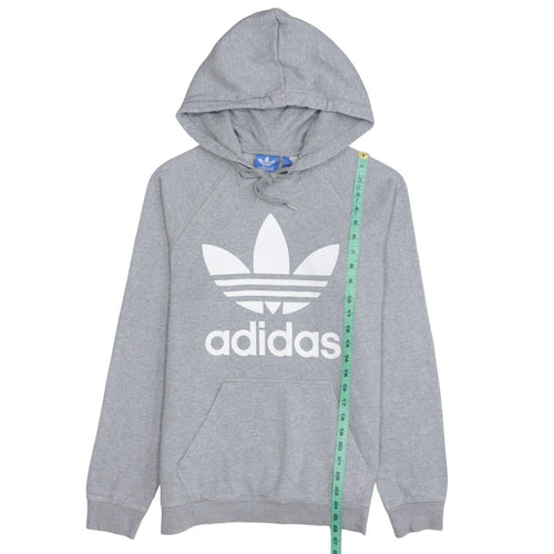 Adidas Men's Grey Pullover Hoodie Small Logo Fleece Sweatshirt