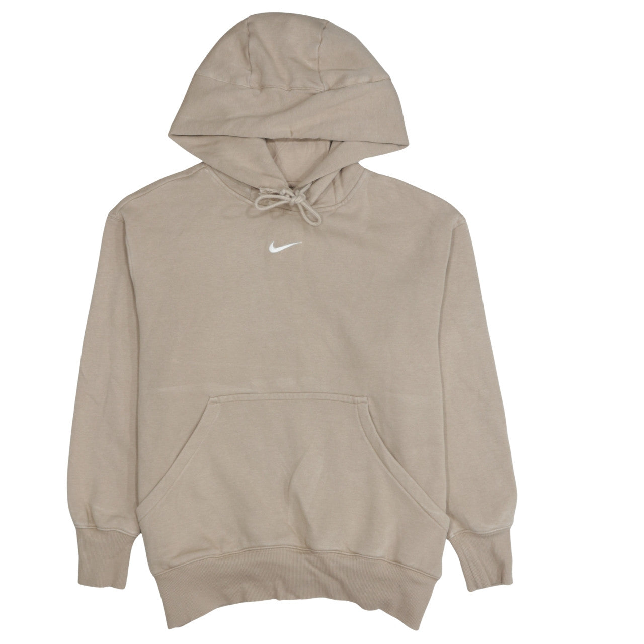 Nike Womens Beige XS Pullover Hoodie with Logo and Kangaroo Pocket