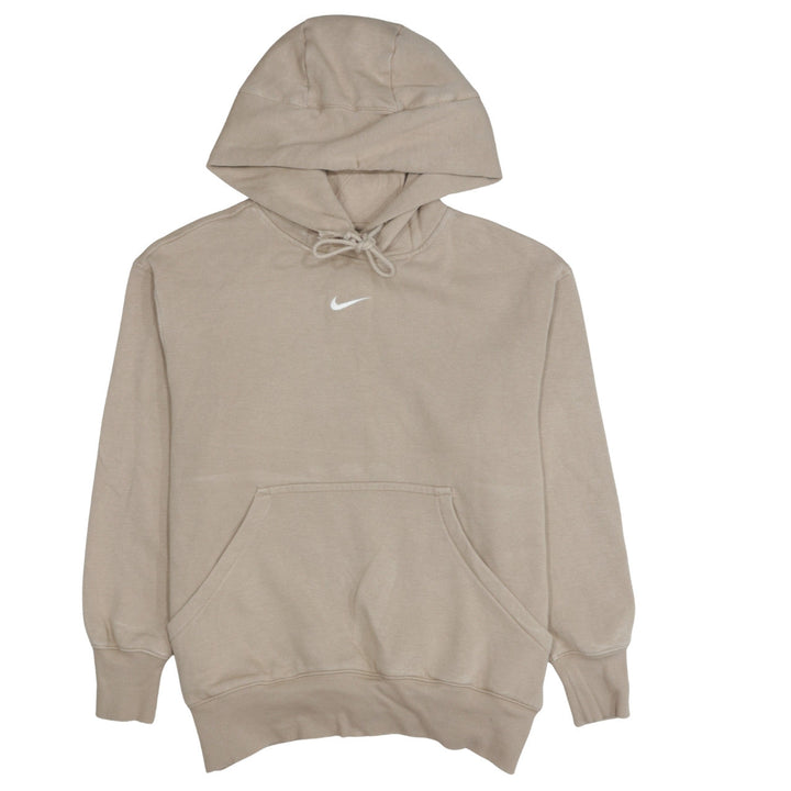 Nike Womens Beige XS Pullover Hoodie with Logo and Kangaroo Pocket