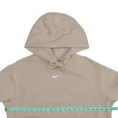 Nike Womens Beige XS Pullover Hoodie with Logo and Kangaroo Pocket