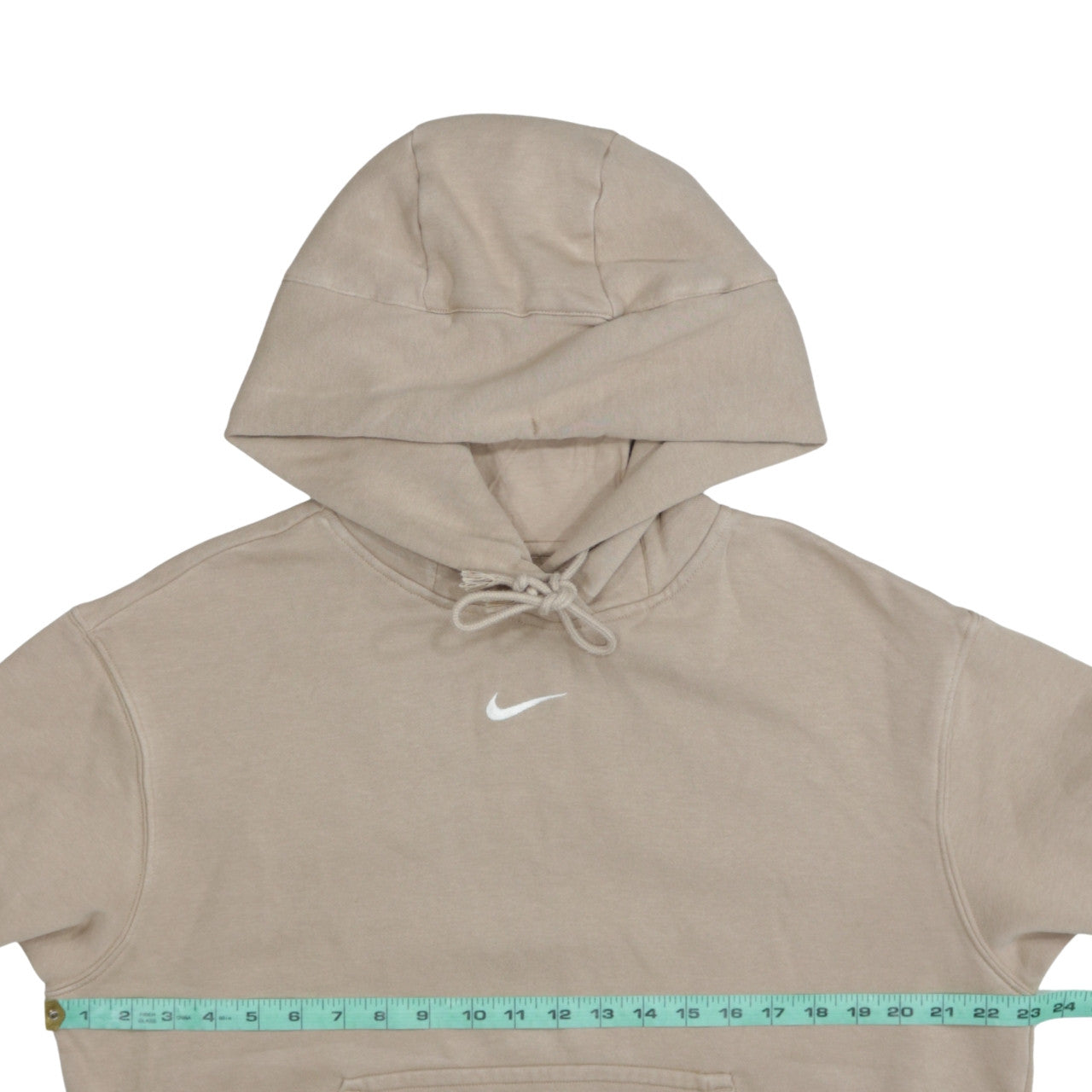 Nike Womens Beige XS Pullover Hoodie with Logo and Kangaroo Pocket