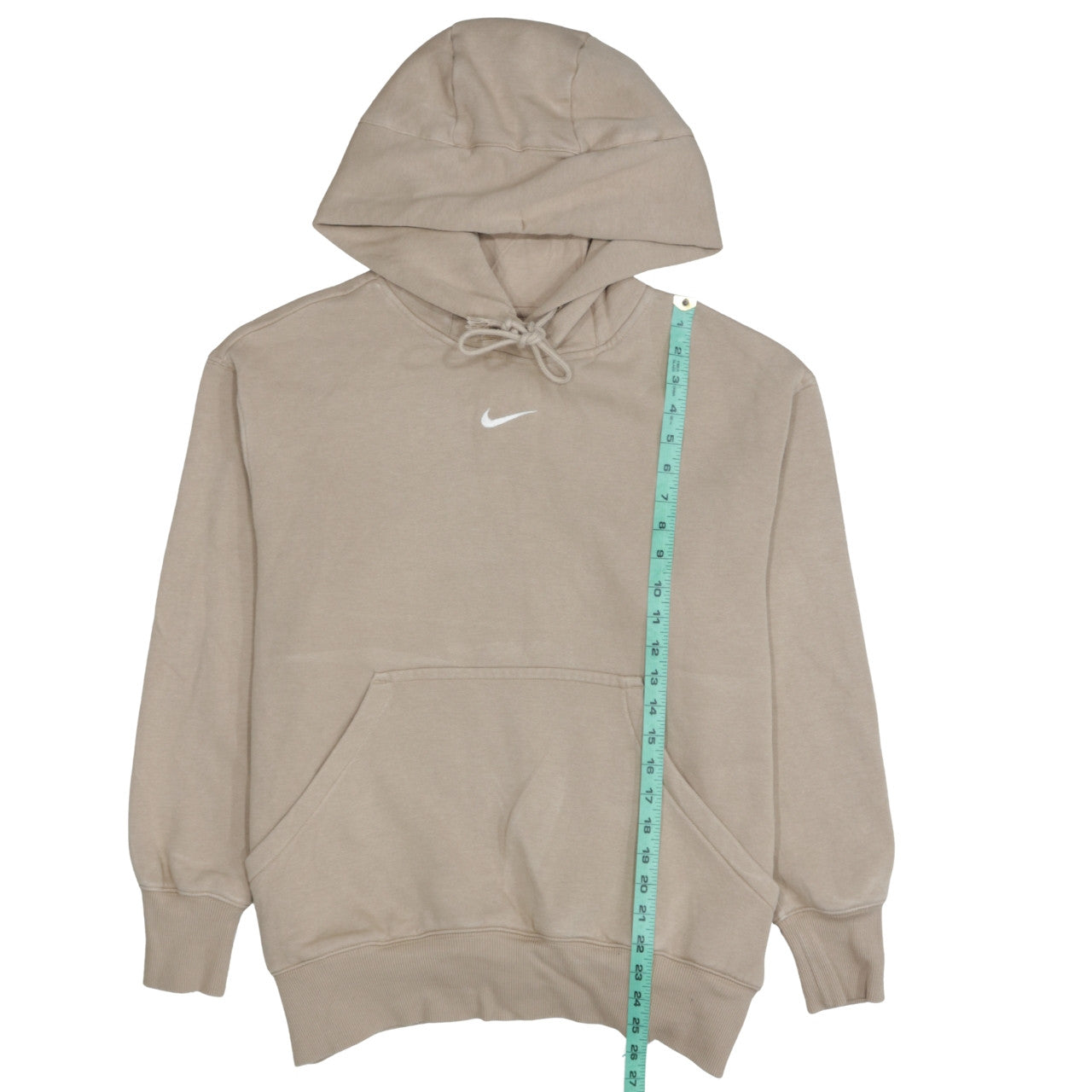 Nike Womens Beige XS Pullover Hoodie with Logo and Kangaroo Pocket