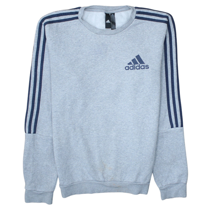 adidas Men Grey Crew Neck Pullover Sweatshirt S Regular Fit Sports Fleece