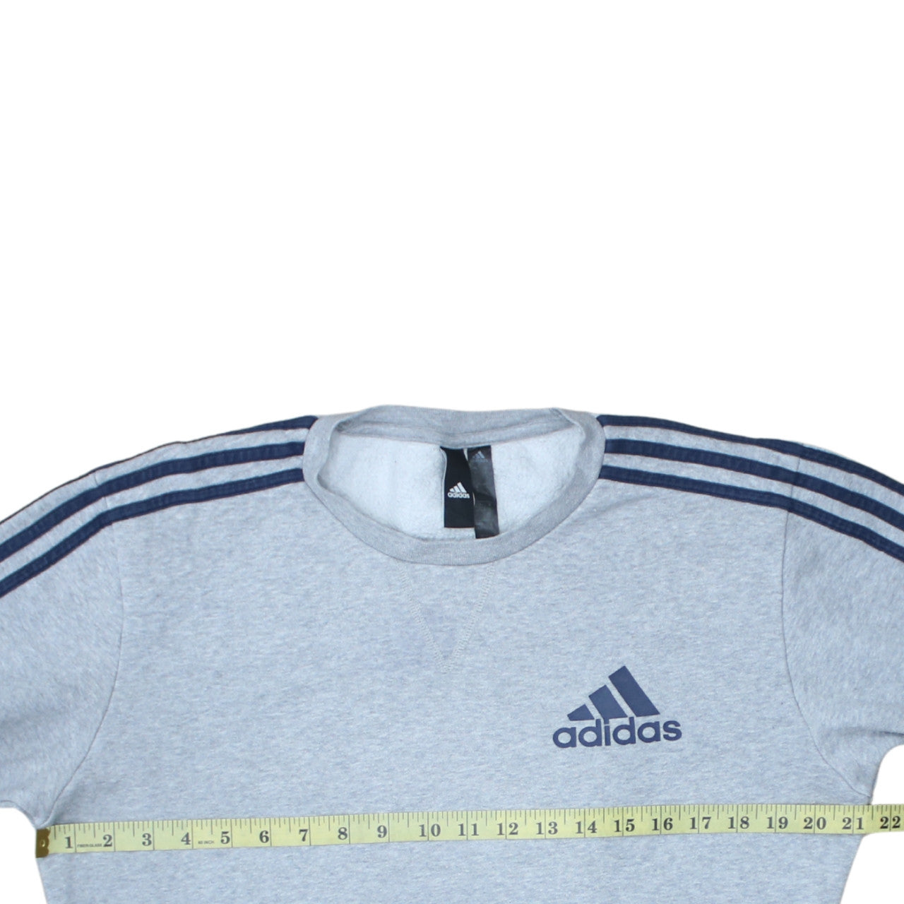 adidas Men Grey Crew Neck Pullover Sweatshirt S Regular Fit Sports Fleece