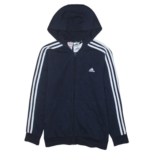 Adidas Boys Blue Full Zip Hoodie 13-14 Years Regular Fit Sportswear