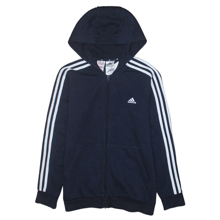 Adidas Boys Blue Full Zip Hoodie 13-14 Years Regular Fit Sportswear