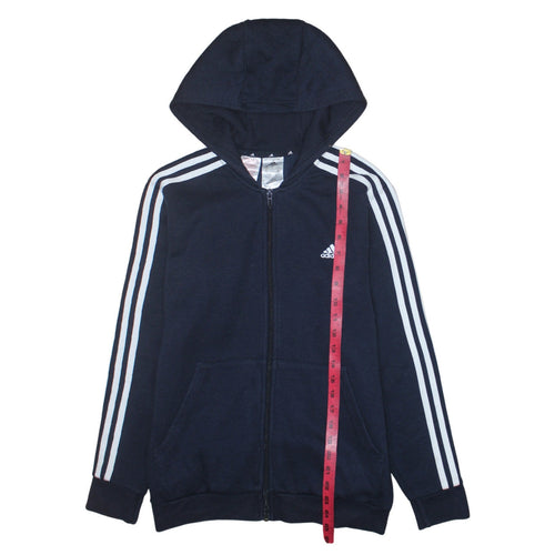 Adidas Boys Blue Full Zip Hoodie 13-14 Years Regular Fit Sportswear