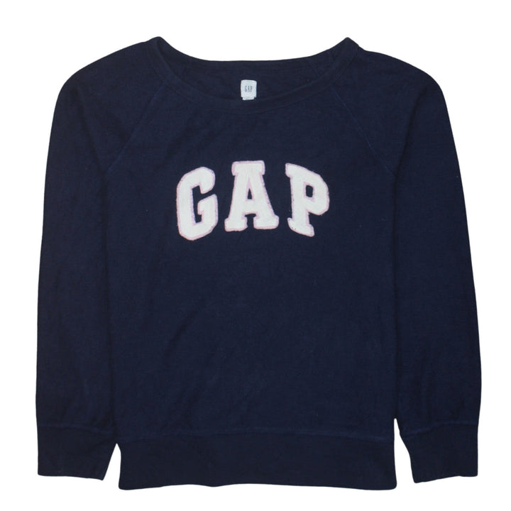 GAP Women Navy Blue Medium Pullover Sweatshirt with Logo