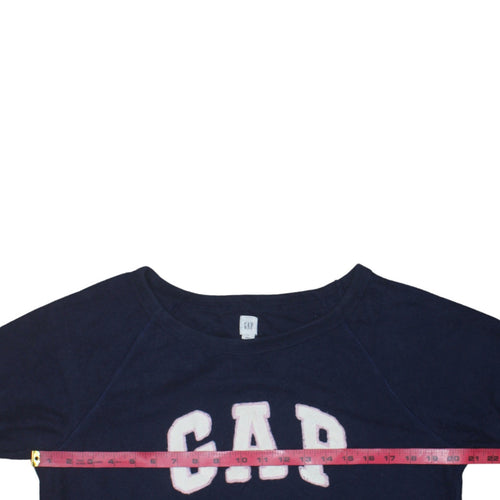 GAP Women Navy Blue Medium Pullover Sweatshirt with Logo
