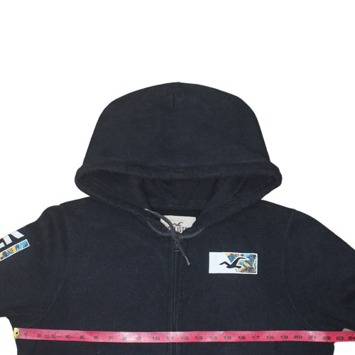Hollister Men's Black Full Zip Hoodie L Logo Graphic Fleece