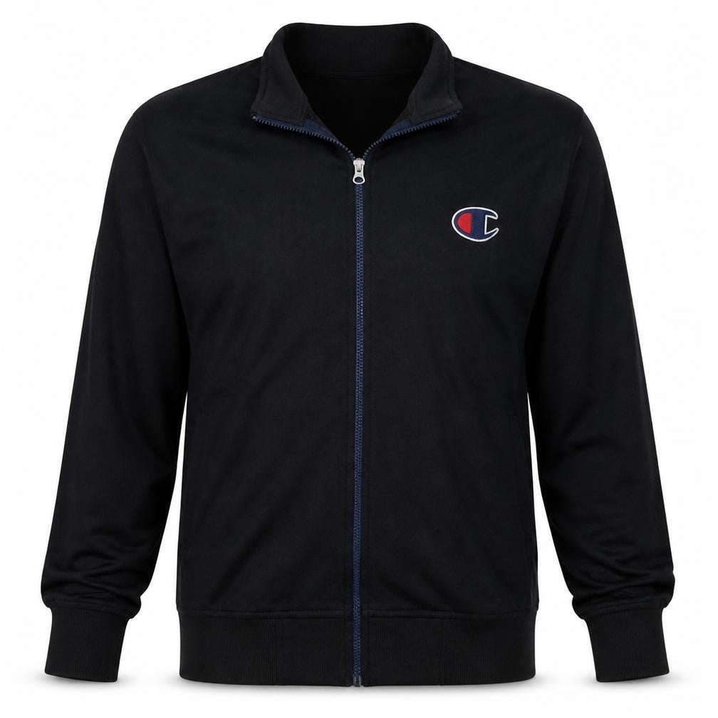 Champion Men's Black L Track Jacket Full Zip Logo Sportswear