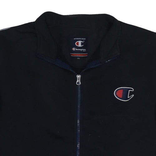 Champion Men's Black L Track Jacket Full Zip Logo Sportswear