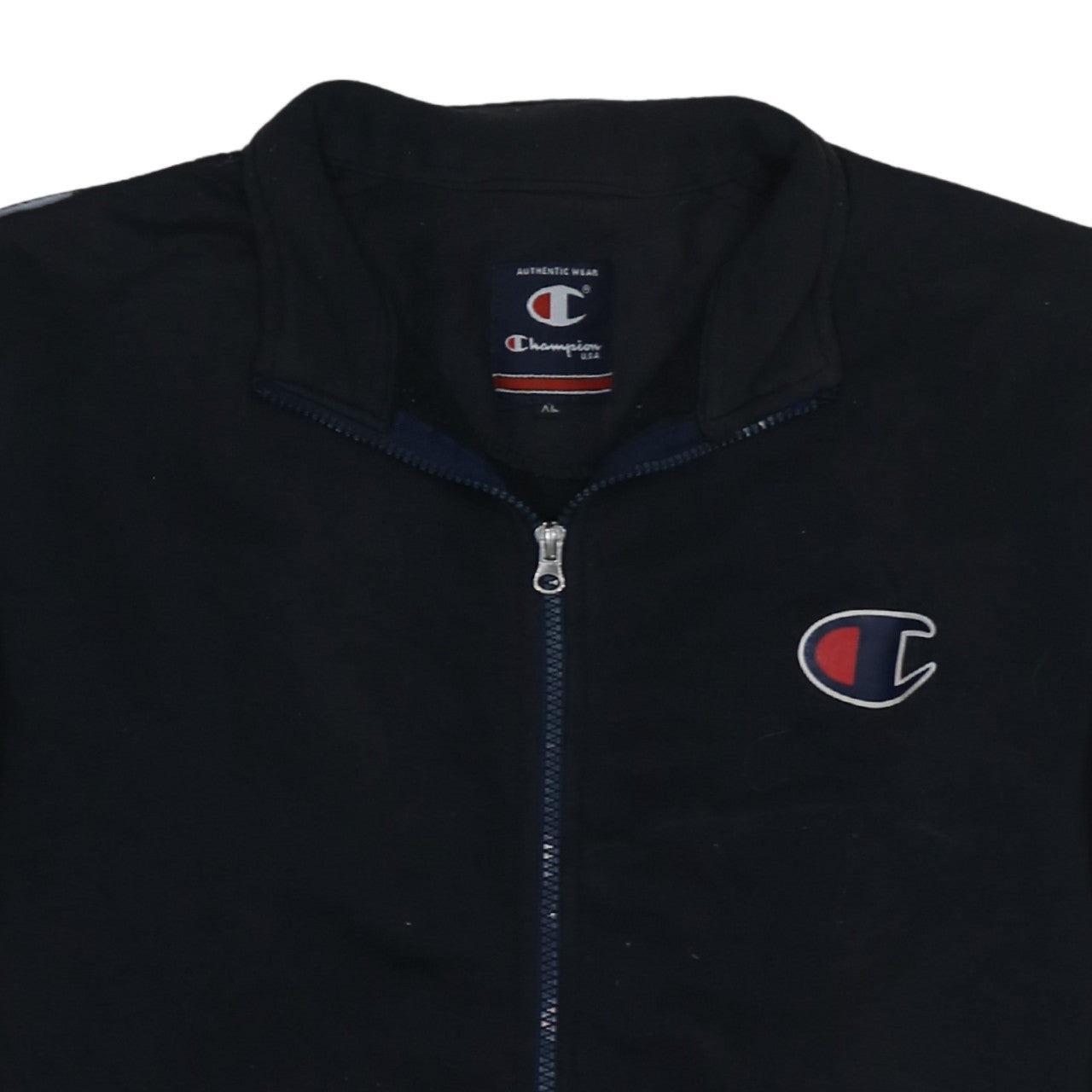 Champion Men's Black L Track Jacket Full Zip Logo Sportswear