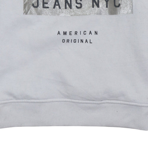 Tommy Jeans Women's White Small Cotton Pullover Sweatshirt