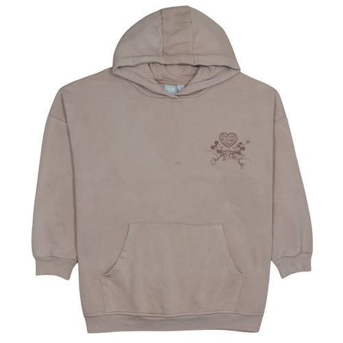 Primark Women Beige Disney Pullover Hoodie Medium Mickey Minnie Organic Cotton