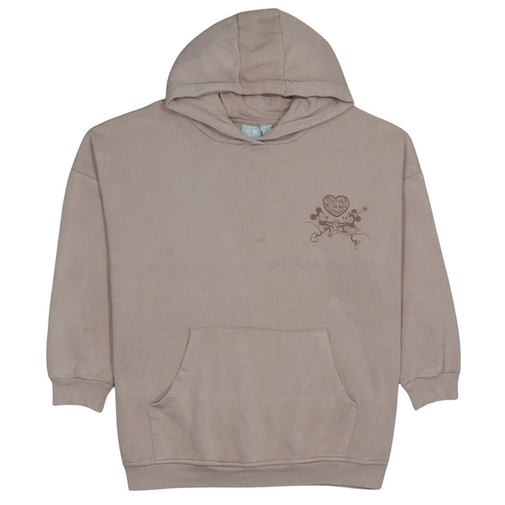 Primark Women Beige Disney Pullover Hoodie Medium Mickey Minnie Organic Cotton