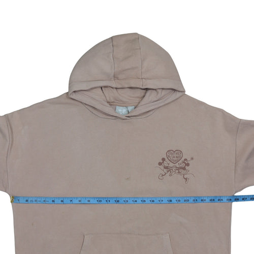 Primark Women Beige Disney Pullover Hoodie Medium Mickey Minnie Organic Cotton