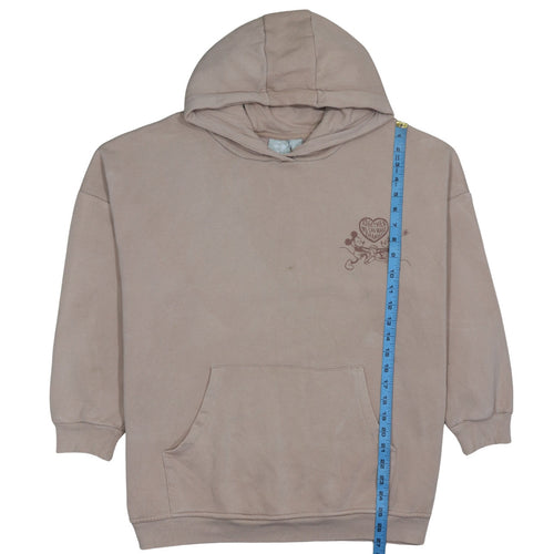 Primark Women Beige Disney Pullover Hoodie Medium Mickey Minnie Organic Cotton