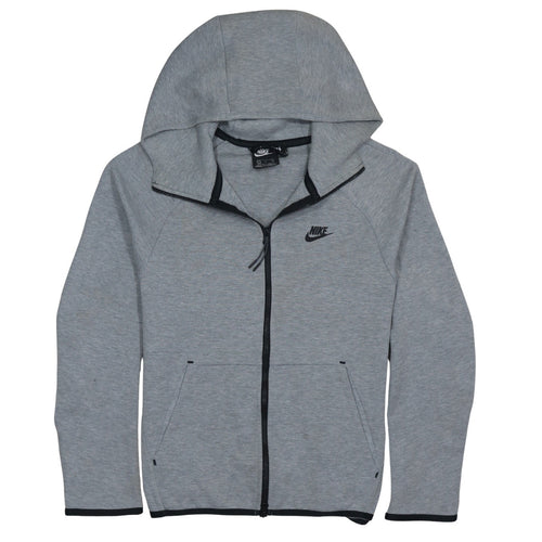 Nike Men Grey Full Zip Hoodie Small Sportswear Cotton Blend