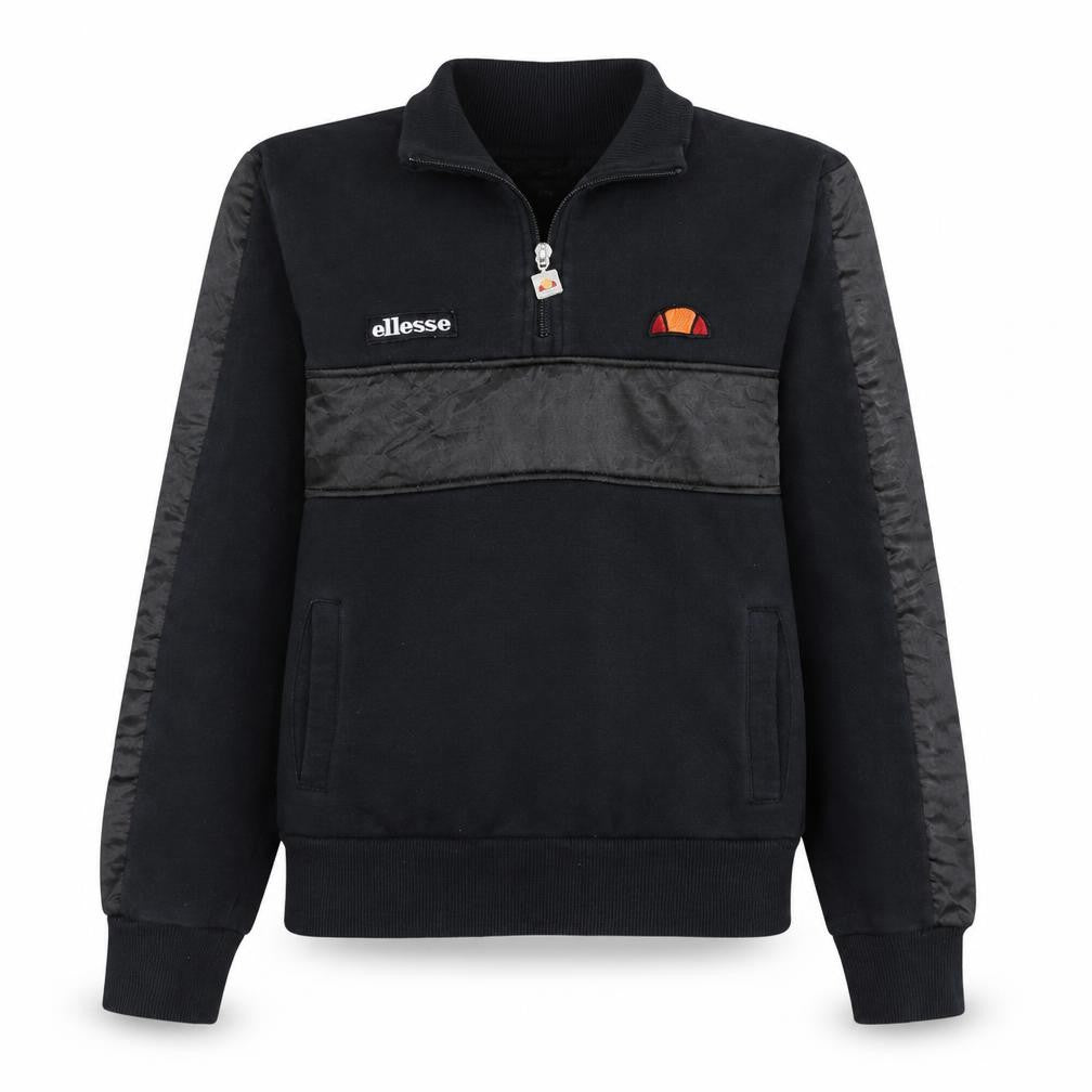 Front view of Ellesse women’s black, size UK 6, 1/4 zip pullover sweatshirt