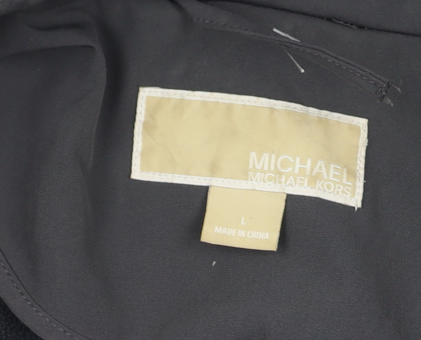 Michael Kors Women's Grey Long Zip Up Coat Size L Polyester Blend