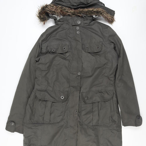Trespass Womens Green XL Waterproof Fur Trim Parka Coat