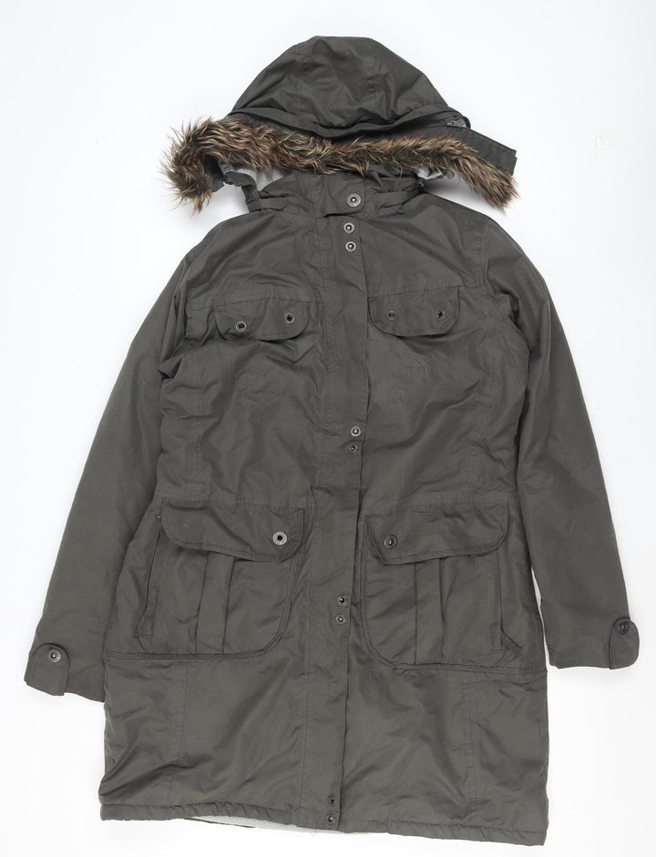 Trespass Womens Green XL Waterproof Fur Trim Parka Coat