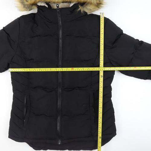 SoulCal & Co Womens Black Size 14 Puffer Hooded Winter Jacket