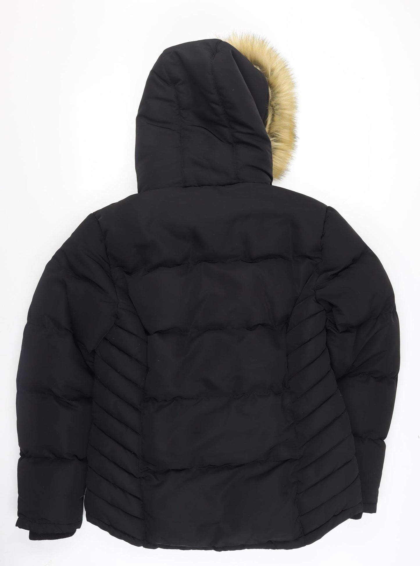 SoulCal & Co Womens Black Size 14 Puffer Hooded Winter Jacket