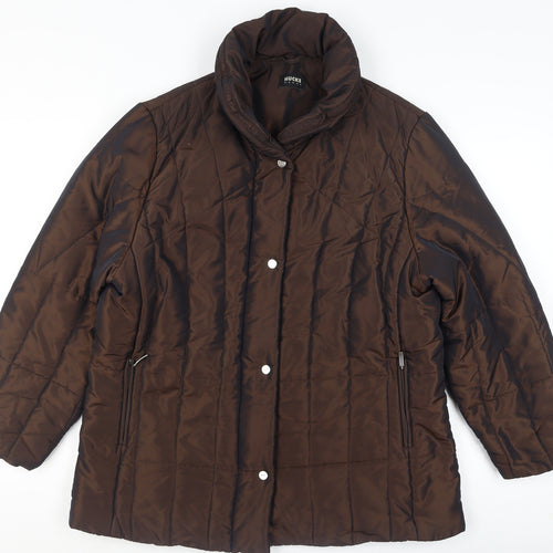 Hucke Women Brown Quilted Mid-Length Jacket Size 16