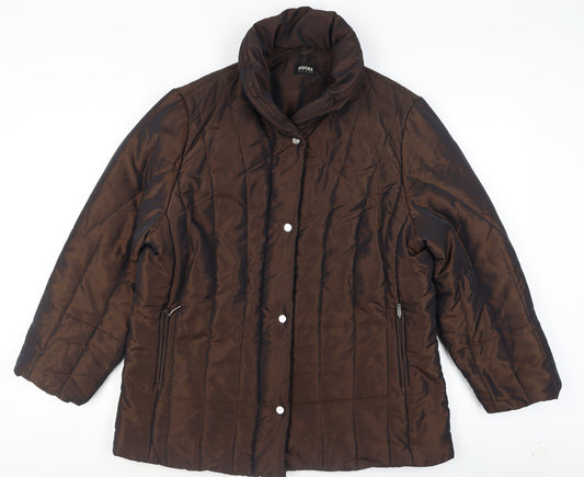 Hucke Women Brown Quilted Mid-Length Jacket Size 16
