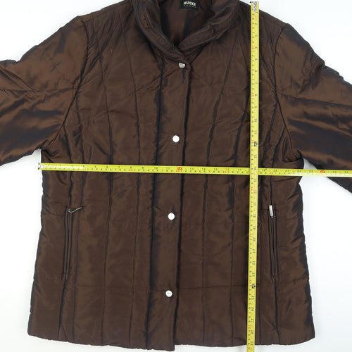 Hucke Women Brown Quilted Mid-Length Jacket Size 16
