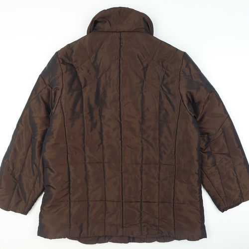 Hucke Women Brown Quilted Mid-Length Jacket Size 16