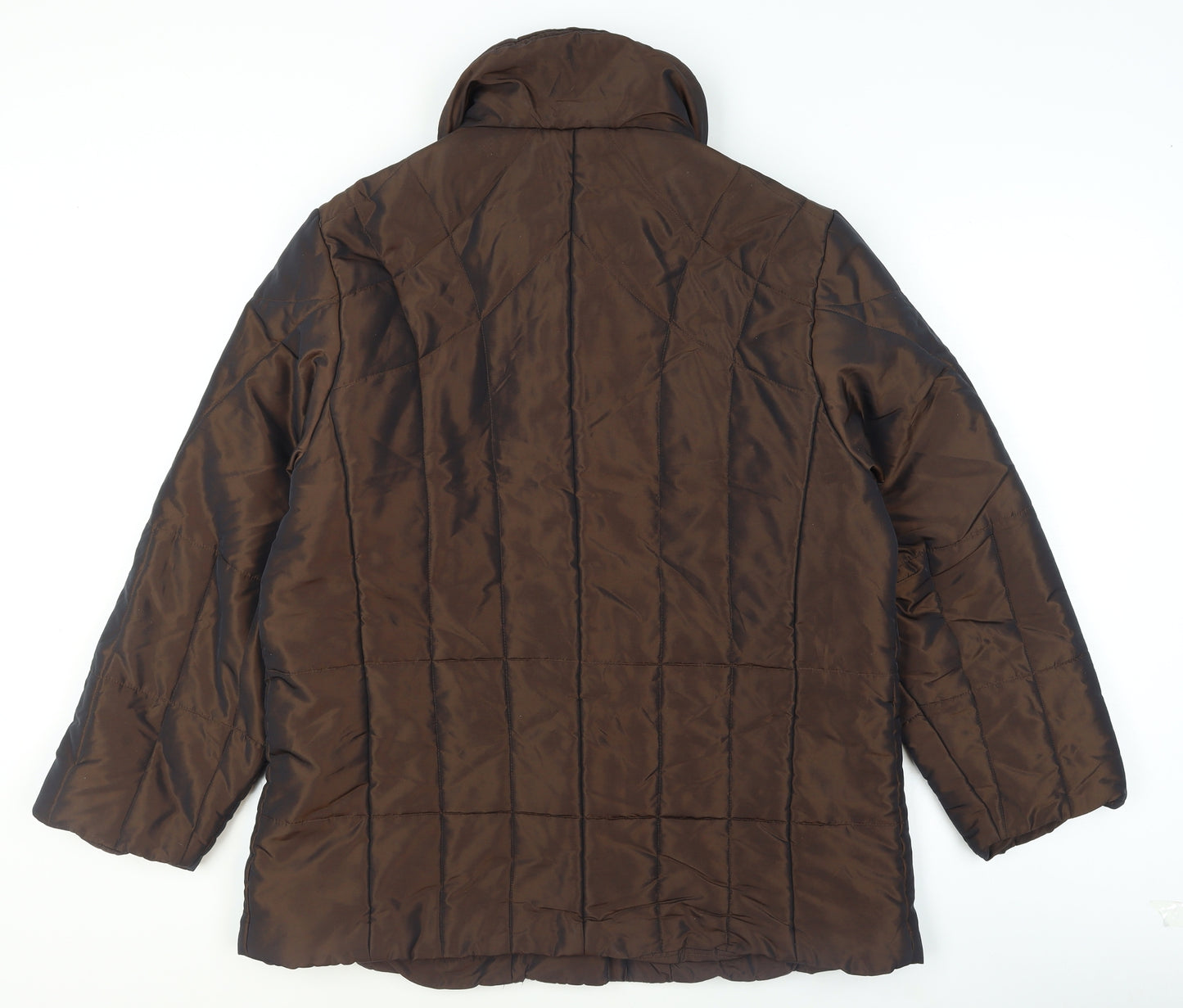 Hucke Women Brown Quilted Mid-Length Jacket Size 16