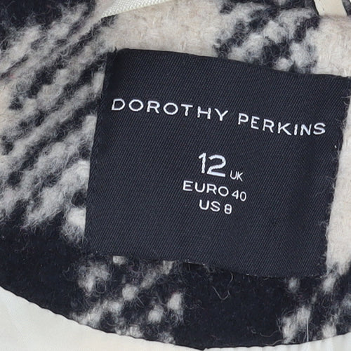 Dorothy Perkins Women Beige Check Wool Blend Mid-Length Coat Size 12
